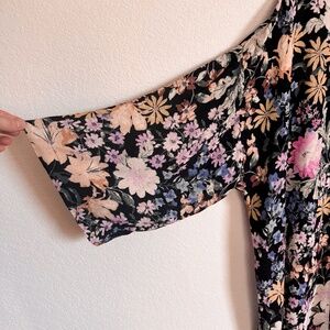 Saltwater Luxe Floral Kimono - Black, Size S